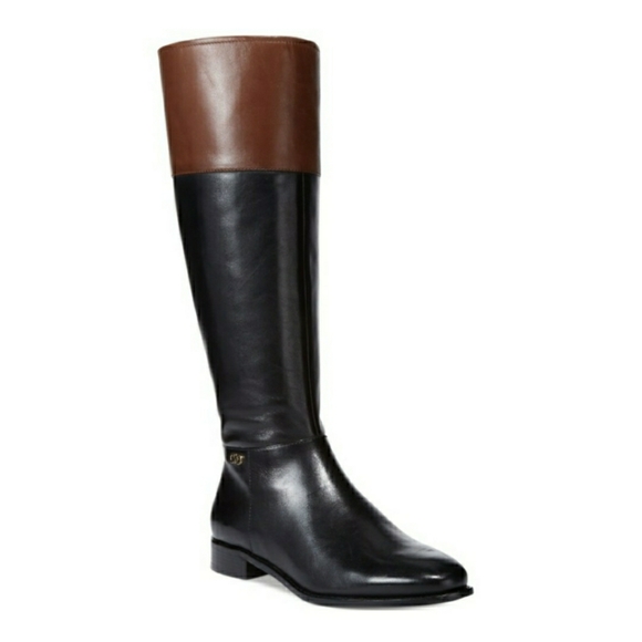 Cole Haan Primrose Black Leather Tall Riding Boots - Picture 3 of 16